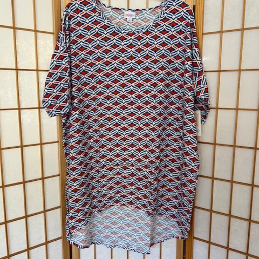 LuLaRoe Shirt. Irma. L. Red and Blue